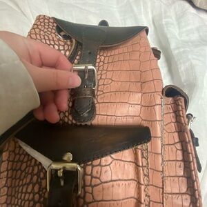 Crocodile Pattern Pink/tan and Brown Women's Bag